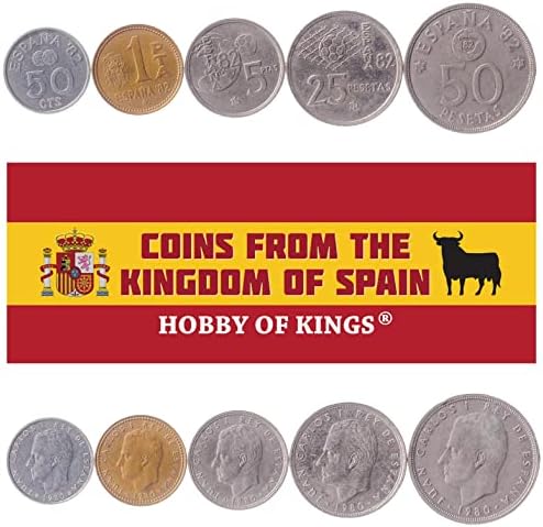 7 מטבעות מספרד | אוסף סט מטבעות ספרדי | 1 5 10 25 50 100 200 פסטות | 1997 | חואן קרלוס i | Jacinto Benavente | לוסיו אן סנקה | חואן דה
